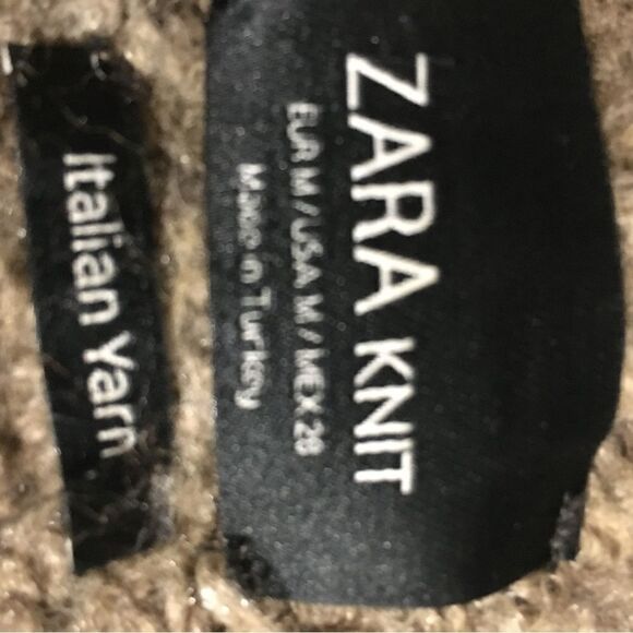 Zara Earth Tone Color Block Knit Italian Yard Poncho Cardigan Size M - Picture 6 of 7